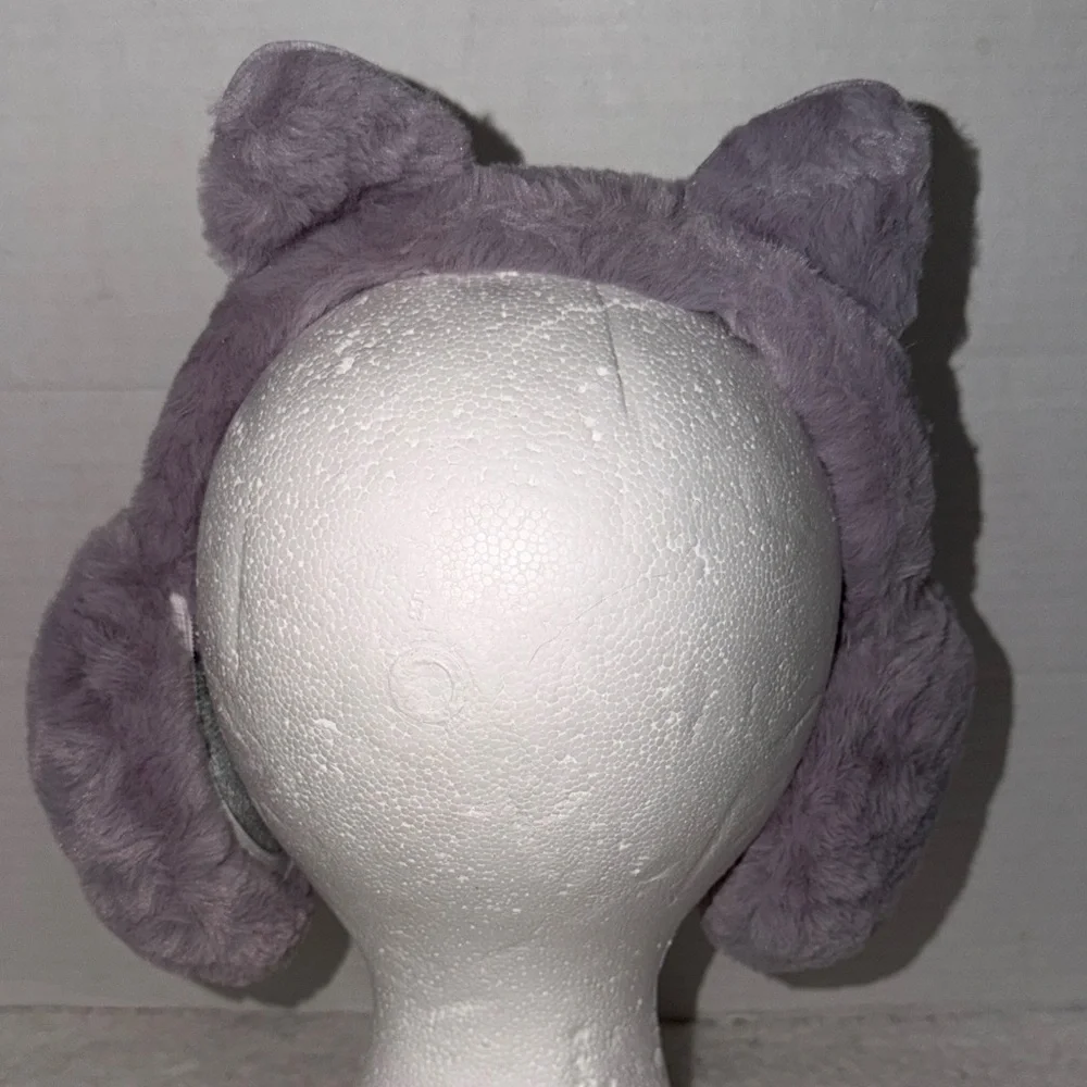 Silver and Purple Cat Ear Earmuffs Girls Winter Warm NWOT